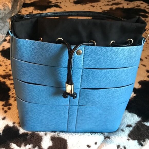 Turquoise PURSE WITH PULL TIE CLOSURE BY JUST FAB / NWOT - Picture 1 of 9